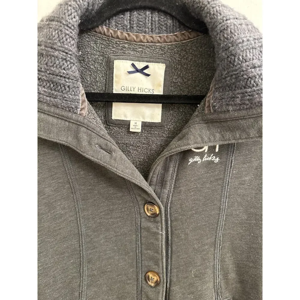 Gilly Hicks Button Up Sweatshirt Jacket Size Y2K Prep Schoolgirl Cozy Layer M